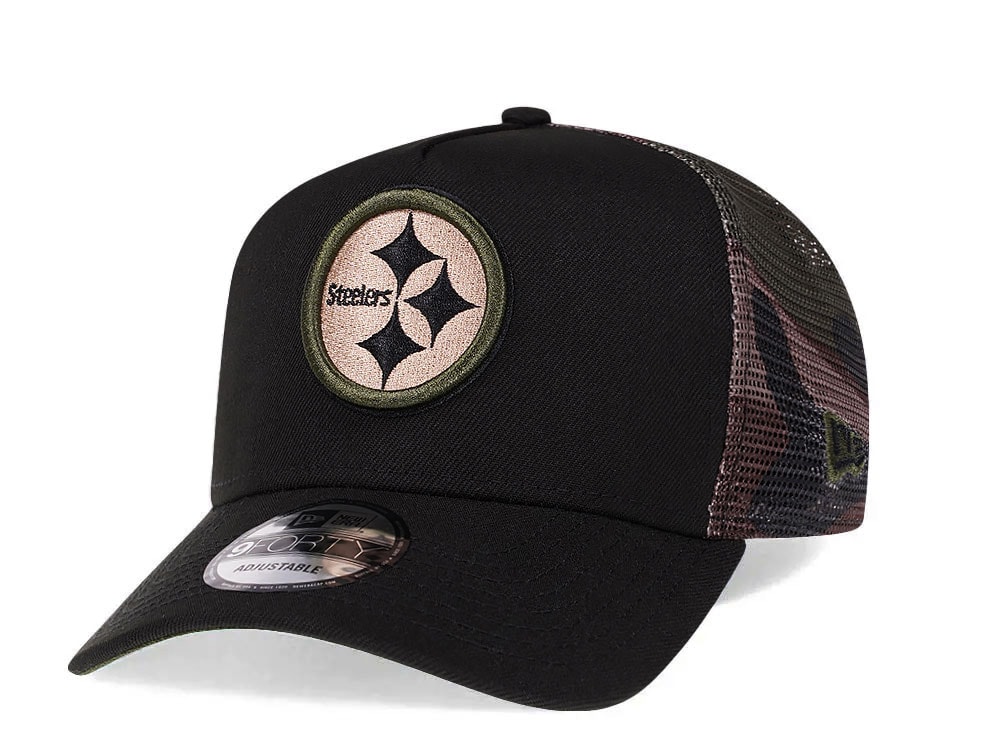 New Era Pittsburgh Steelers Camo 9Forty A Frame Trucker Snapback Hat