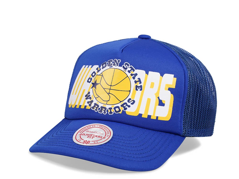 Mitchell & Ness Golden State Warriors Blue Billboard Trucker Snapback Hat