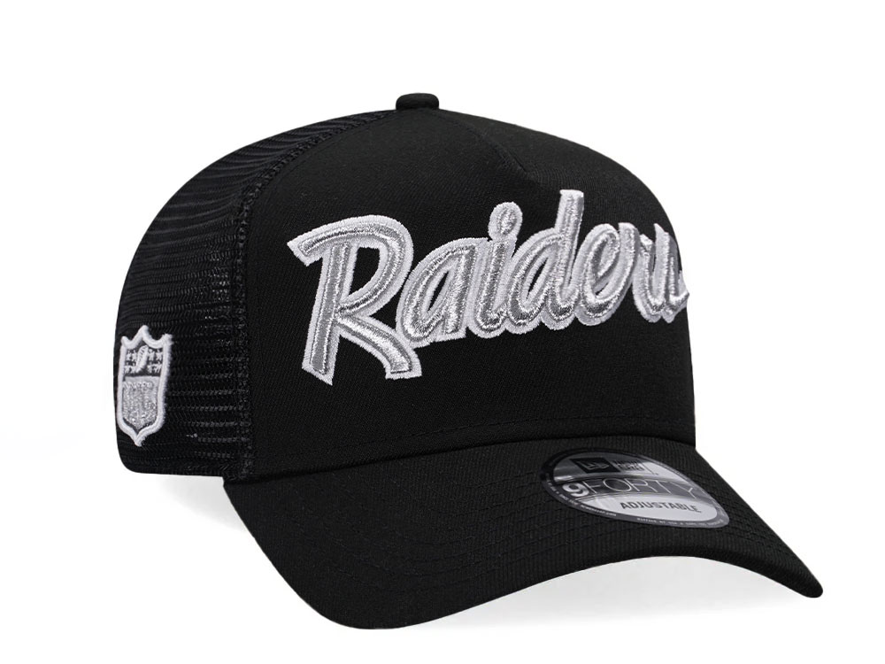 New Era Las Vegas Raiders Metallic Edition Trucker A Frame Snapback Hat