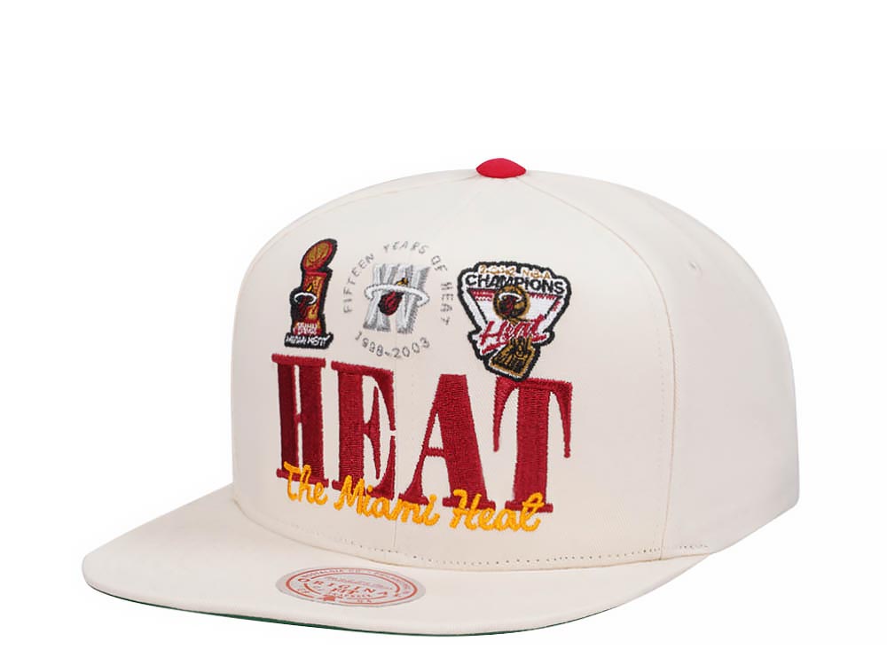 Mitchell & Ness Miami Heat Reframe Retro Off White Snapback Hat