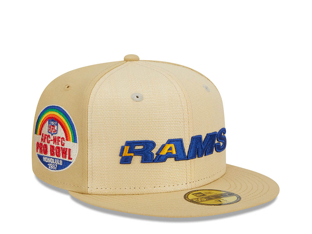 New Era Los Angeles Rams Pro Bowl Honolulu 1987 Raffia Front Vegas Gold Edition 59Fifty Fitted Hat