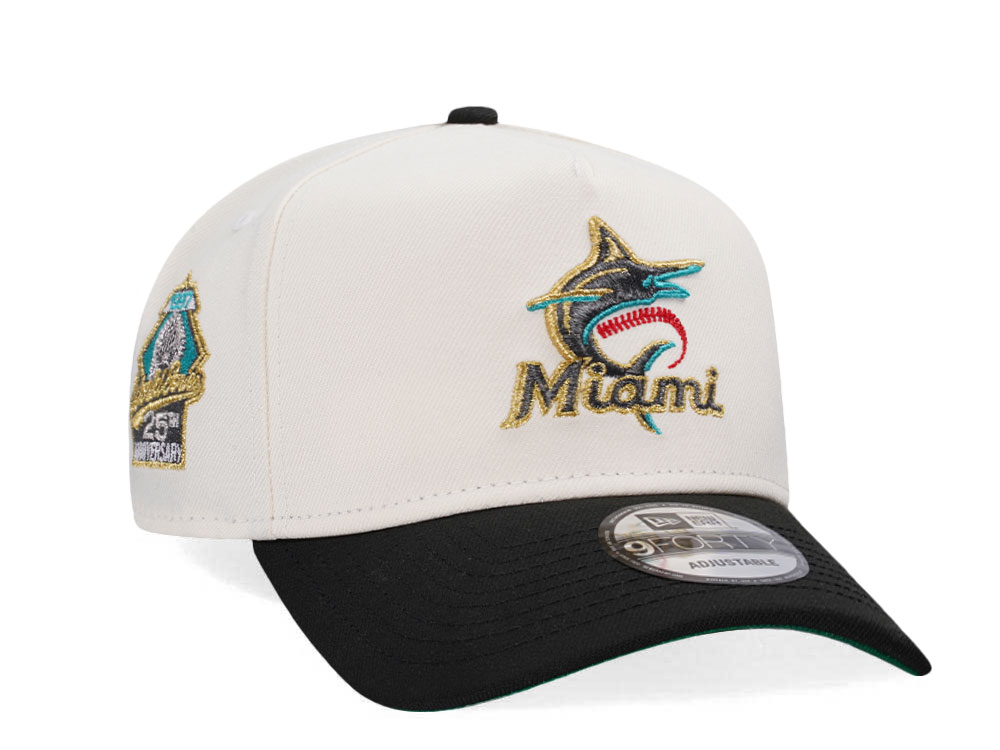 New Era Miami Marlins 25th Anniversary Chrome Gold Two Tone Edition A Frame Snapback Hat