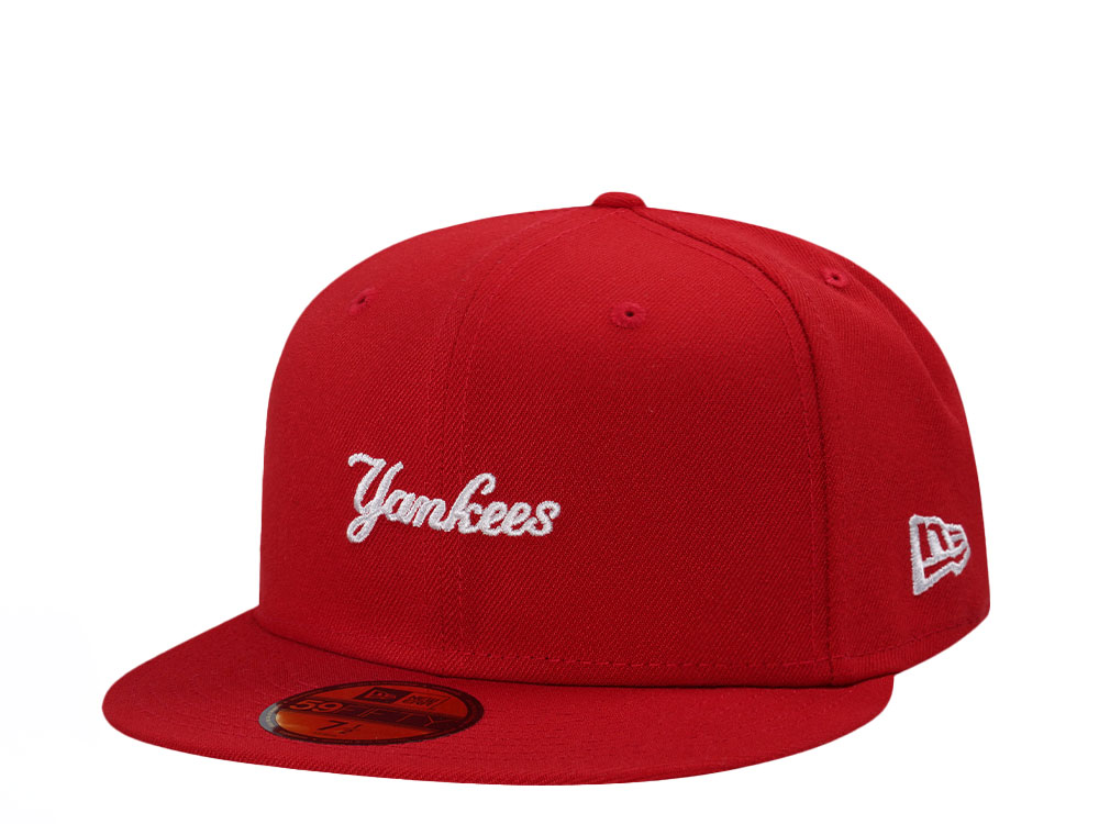 Red yankees hat fitted on sale