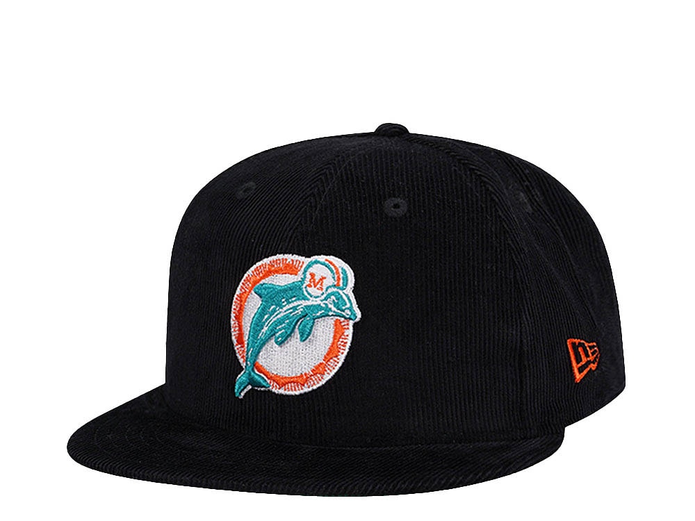 New Era Miami Dolphins Black Corduroy Edition 9Fifty Snapback Hat