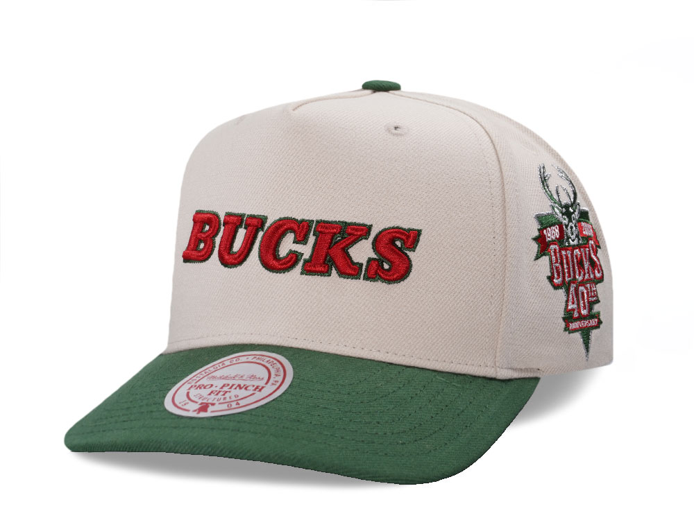 Mitchell & Ness Milwaukee Bucks 40th Anniversary Two Tone Pro Pinch A Frame Snapback Hat