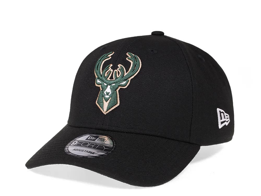 New Era Milwaukee Bucks Black 9Forty Snapback Hat