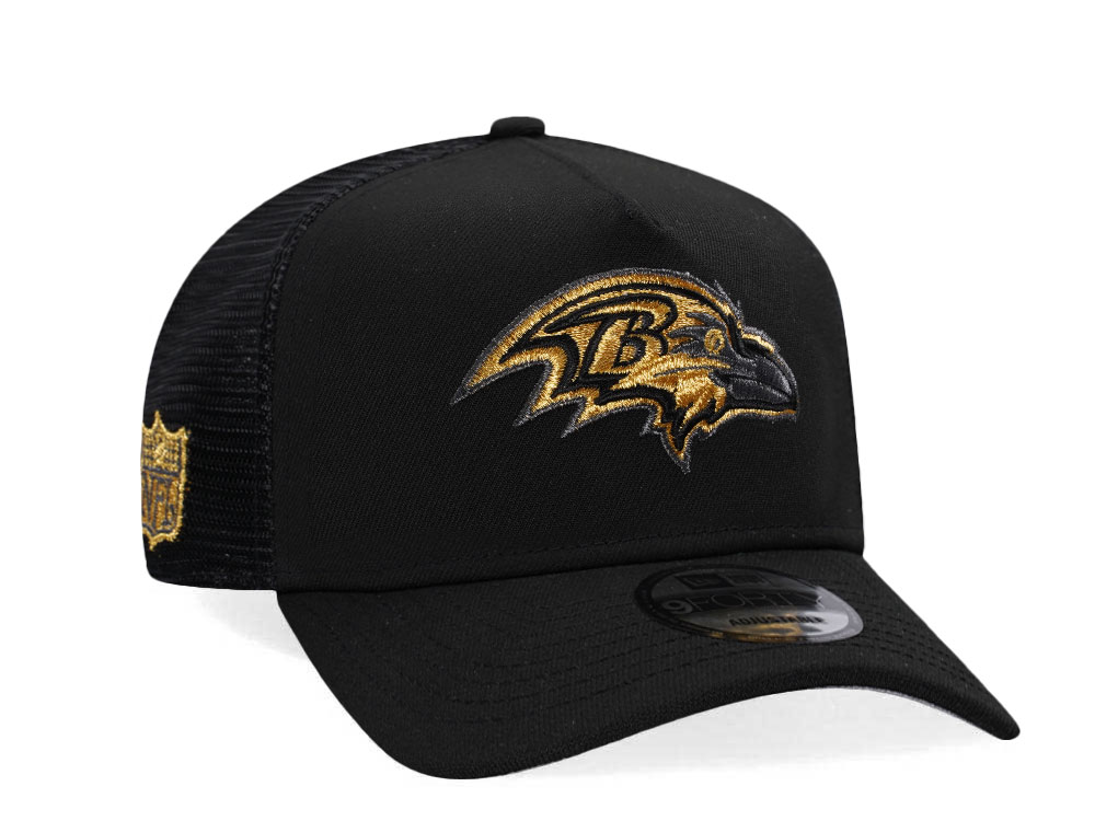 New Era Baltimore Ravens Black and Gold Classic Edition Trucker A Frame 9Forty Hat