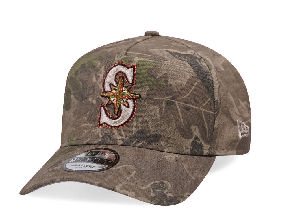 New Era Seattle Mariners Leaf Camo Copper 9Forty A Frame Snapback Hat