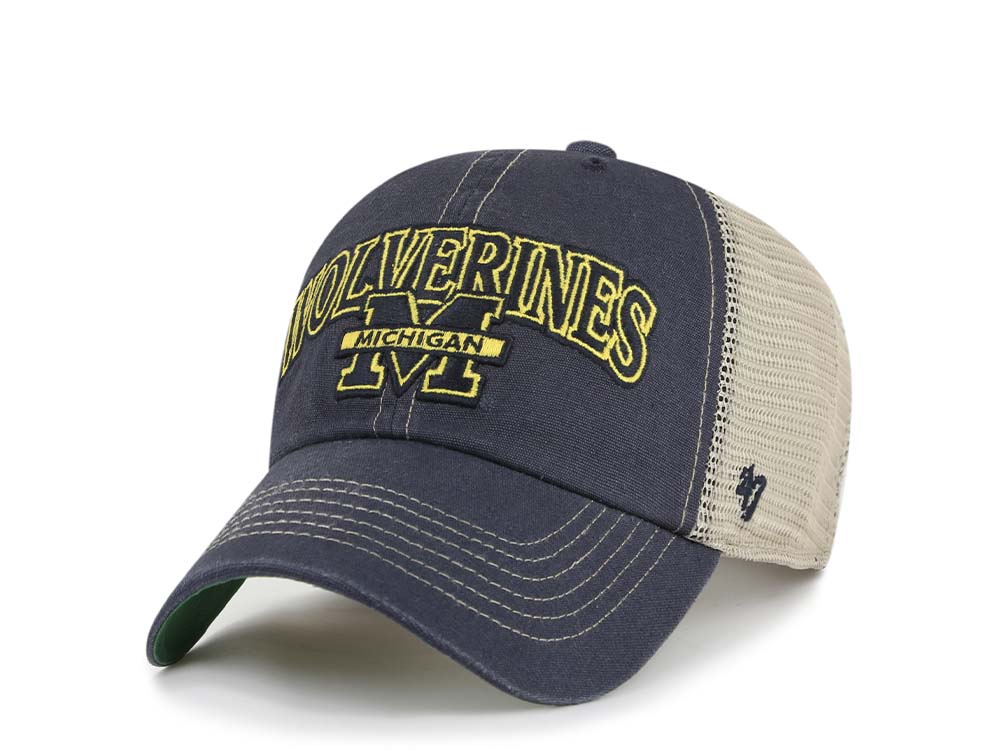 47Brand Michigan Wolverines Vintage Navy Trucker Clean Up Snapback Hat