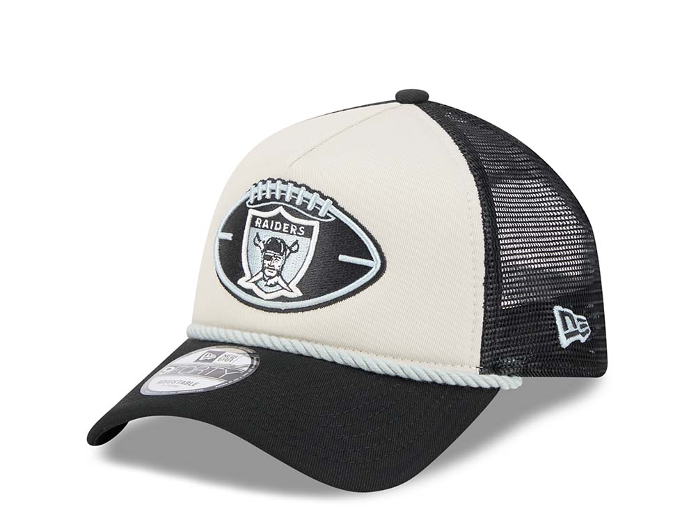 New Era Oakland Raiders Sideline 2024 9Forty A Frame Trucker Snapback Hat