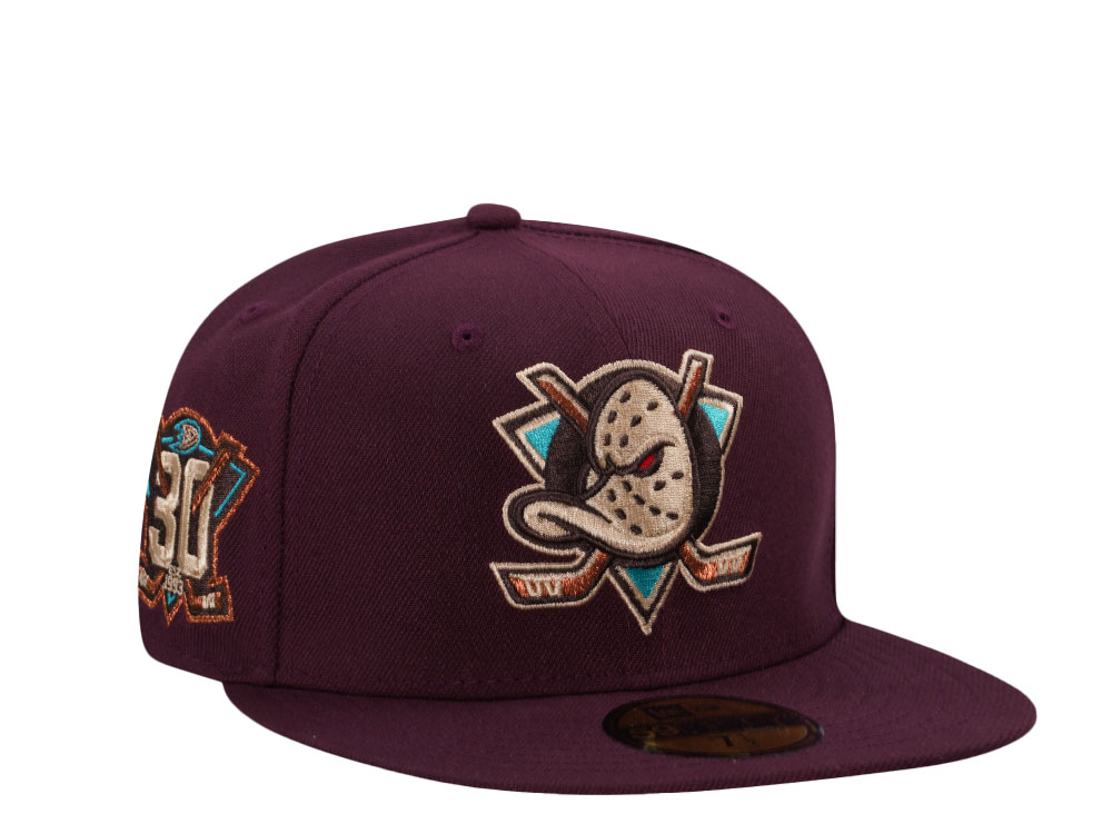 New Era Anaheim Ducks 30th Anniversary Maroon Prime Edition 59Fifty Fitted Hat