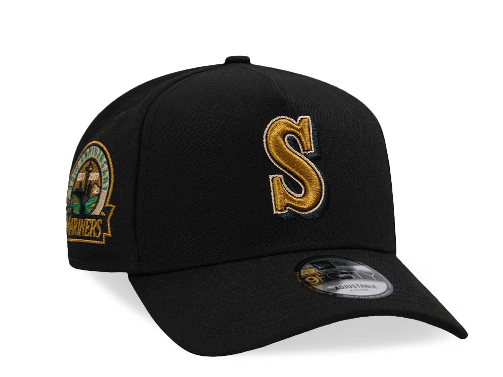 New Era Seattle Mariners 30th Anniversary Cheviot Gold Edition 9Forty A Frame Snapback Hat