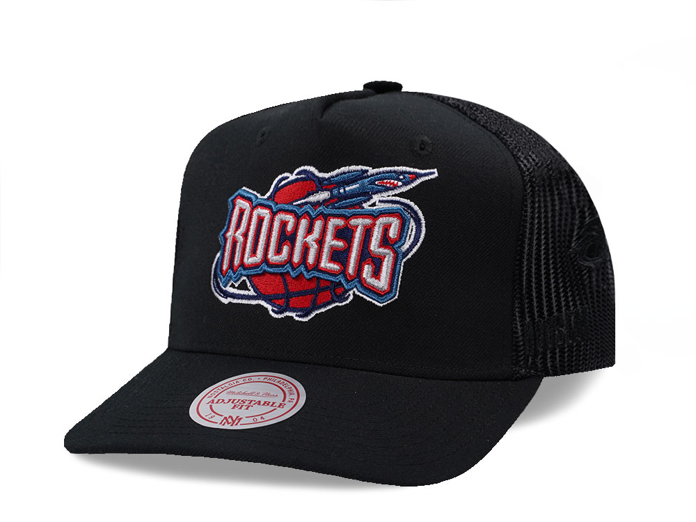 Mitchell & Ness Houston Rockets Black Monogram Trucker Edition Snapback Hat