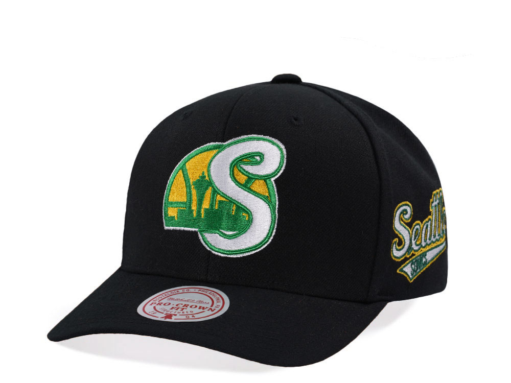 Mitchell & Ness Seattle Supersonics Hardwood Classic Pro Crown Fit Black Snapback Hat