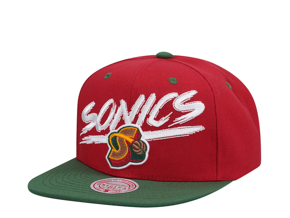 Mitchell & Ness Seattle Supersonics Transcript Red Two Tone Snapback Hat