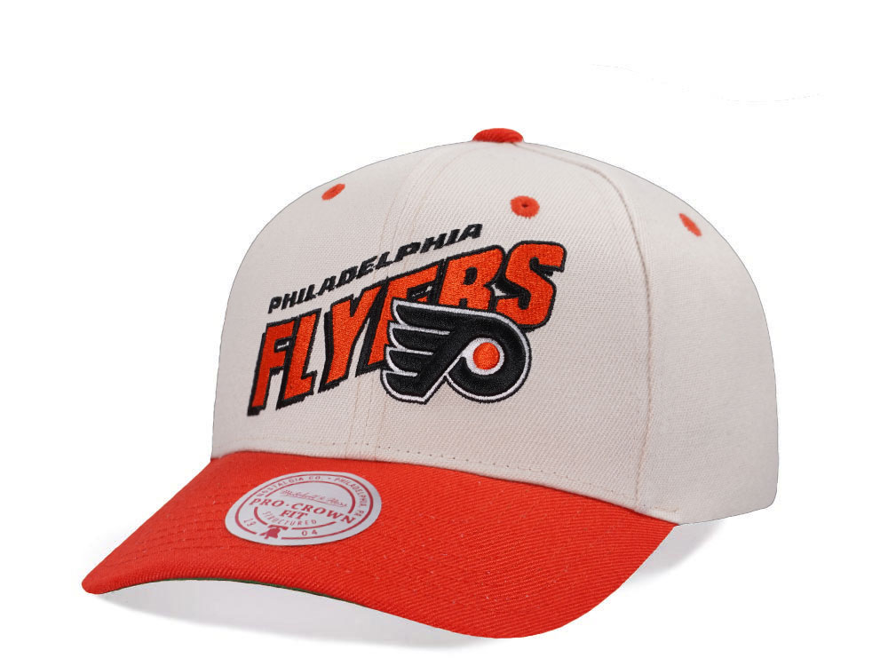 Mitchell Ness Philadelphia Flyers Chrome Two Tone Pro Crown Fit Snapback Cap TOPPERZSTORE.COM