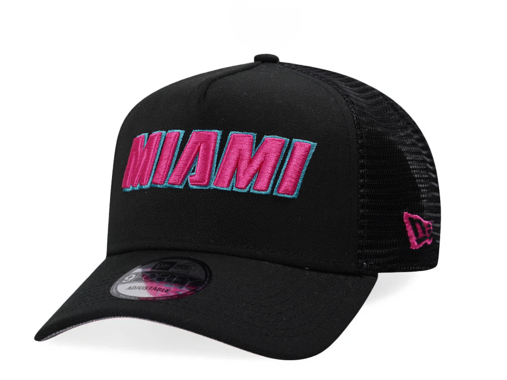 New Era Miami Heat Black Classic Trucker A Frame Snapback Hat