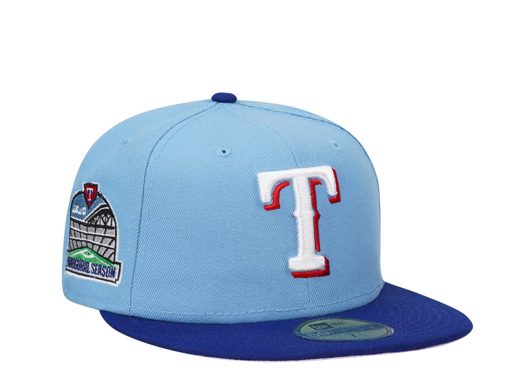 New Era Texas Rangers Inaugural Season 2020 Sky Pink Two Tone Edition 59Fifty Fitted Hat