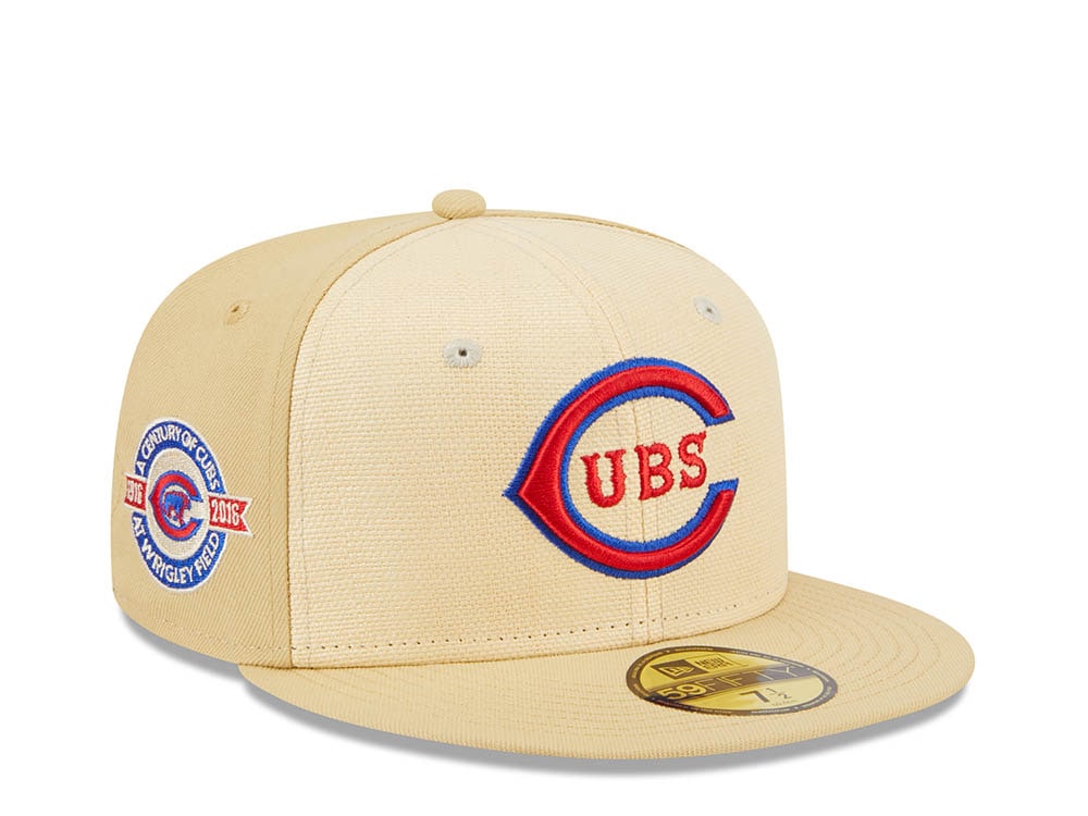 New Era Chicago Cubs 100th Anniversary Raffia Front Vegas Gold Edition  59Fifty Fitted Hat, FITTED HATS, CAPS