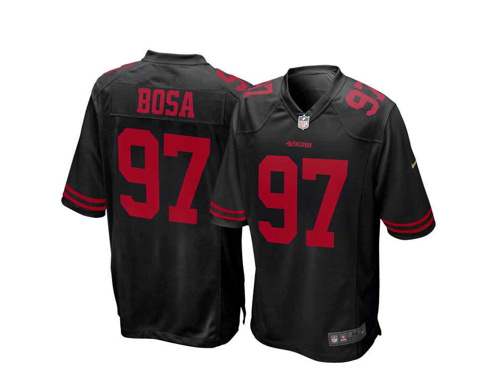 nick bosa black and red jersey