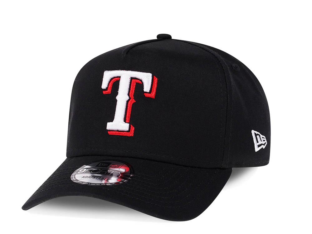 New Era Texas Rangers Black 9Forty A Frame Snapback Hat, A-FRAME HATS, CAPS