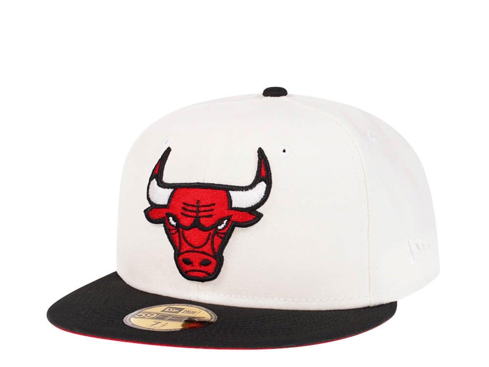 Men's New Era Cream/Black Chicago Bulls Piping 2-Tone 59FIFTY Fitted Hat