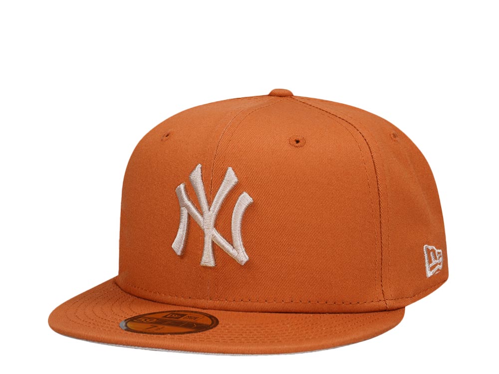 New York Yankees PINSTRIPE Brown-White Fitted Hat by New Era