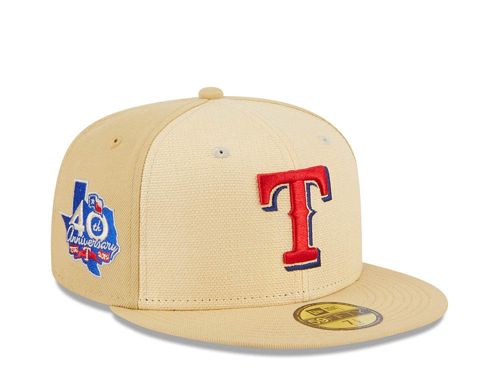 New Era Texas Rangers Vegas Gold Collection 40th Anniversary Patch 59Fifty Fitted  Hat Tan/Grey Men's - US